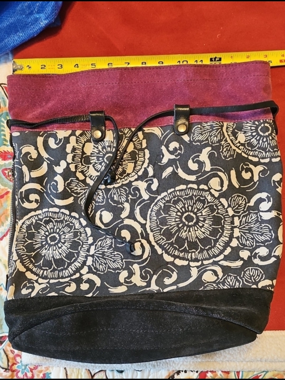 GORGEOUS LARGE Lucky Brand Suede Canvas Bookbag Backpack